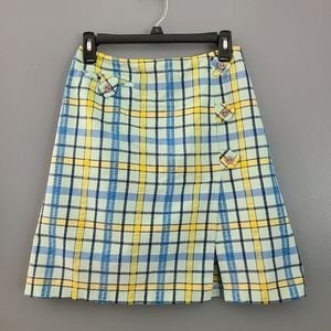 Plaid Blue & Yellow Womens A-Line Shorts Skirt